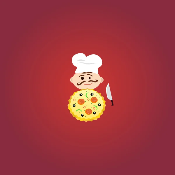 おいしいピザと料理のイラスト — ストックベクタ