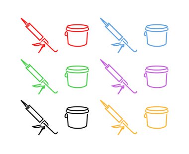 Icon Set of Sealer and Bucket clipart
