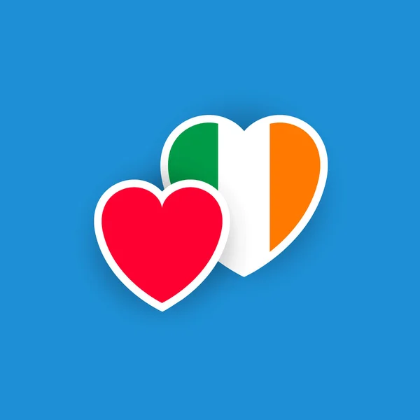 Bandiera irlandese a forma di cuore — Vettoriale Stock