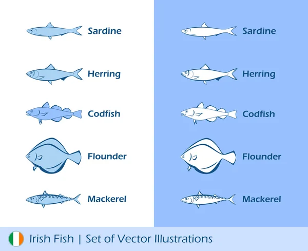 Iconografías de peces irlandeses — Vector de stock