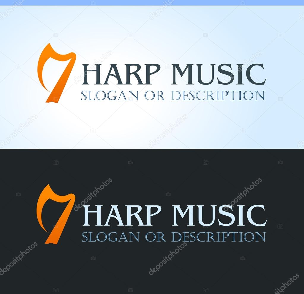 Logo for Celtic Harp Music Bend or Society, Vector Illustration, EPS10