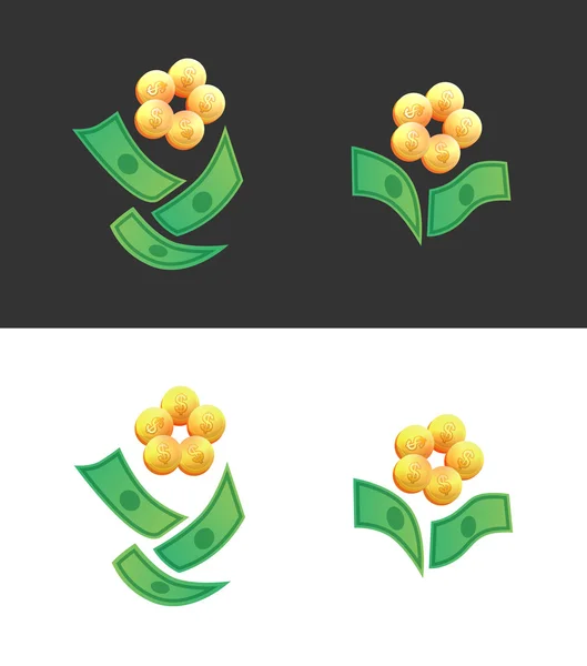 Flores hechas de dinero — Vector de stock