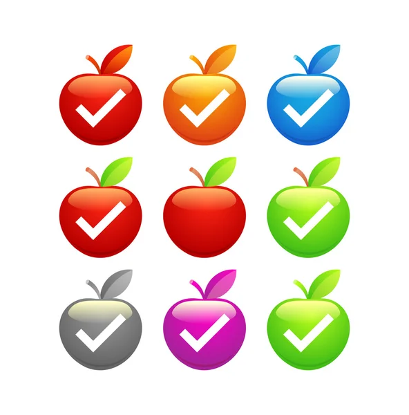 Icons of glossy Apples — Stock Vector