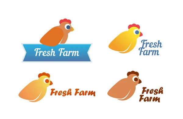 Set di emblema con pollo — Vettoriale Stock