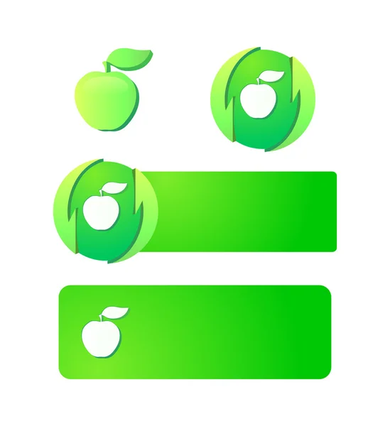 Emblemen en tekenen met apple — Stockvector