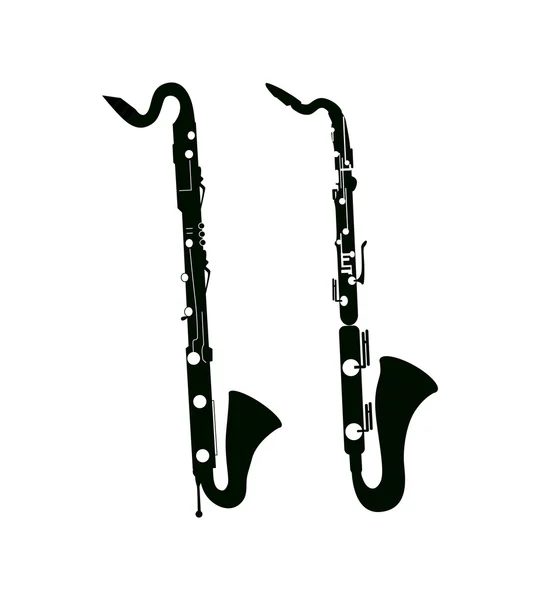 Saxofone baixo e clarinete — Vetor de Stock