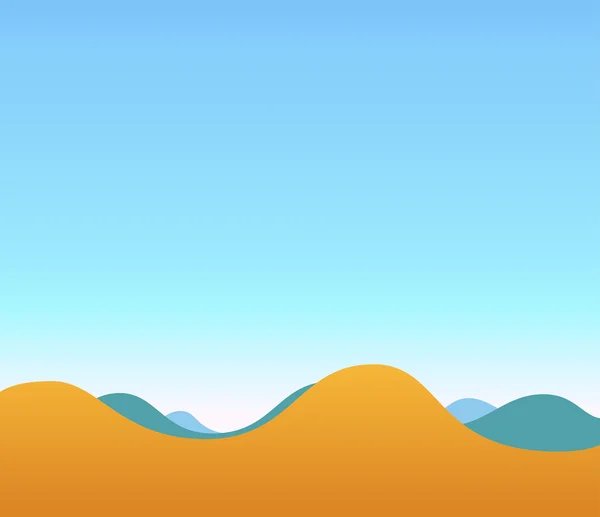 Paisaje Ilustración de colinas y cielo azul — Vector de stock