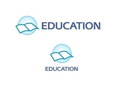 Açık kitap ve resim yazısı ile logo
