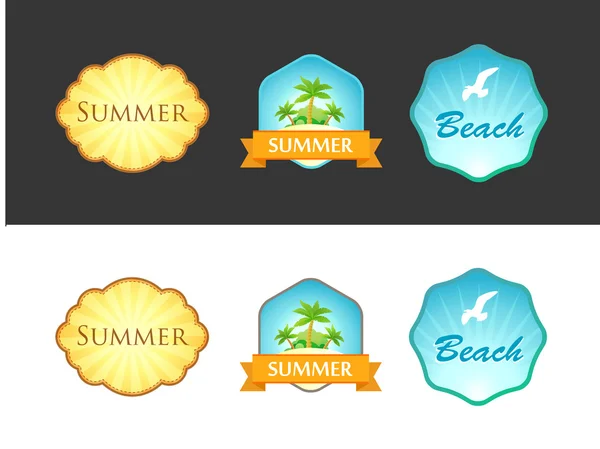 Emblem mit sommerlichen Illustrationen — Stockvektor