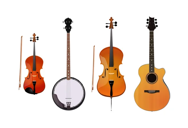 Conjunto de orquesta e instrumentos folclóricos — Vector de stock