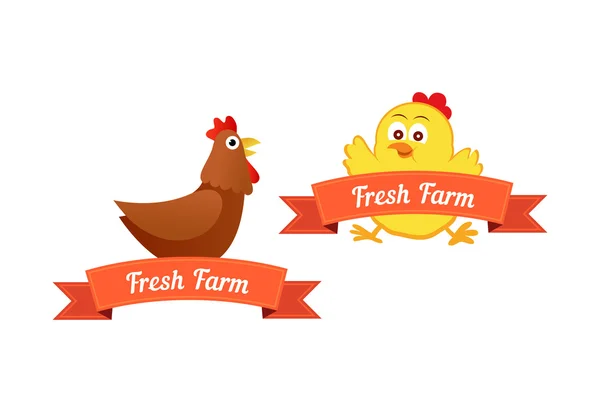 Conjunto de emblemas com galinhas —  Vetores de Stock