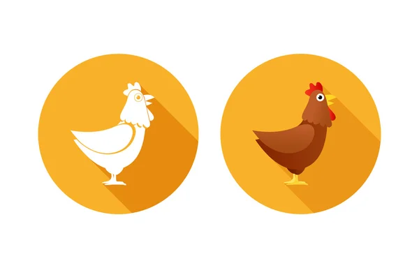 Ensemble d'icônes couleur orange avec poulets — Image vectorielle