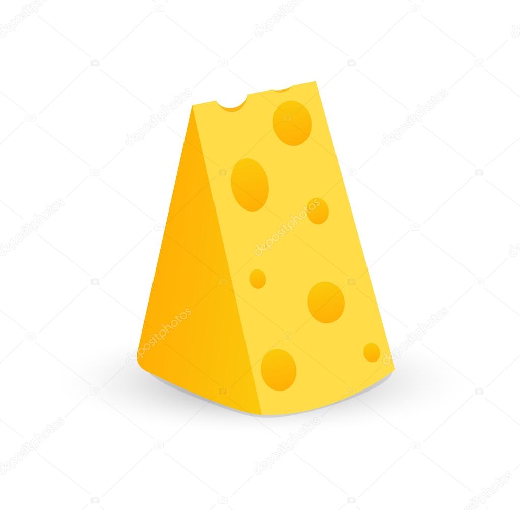 Maasdam - Swiss Cheese piece with holes, Vector Illustration isolated on white background