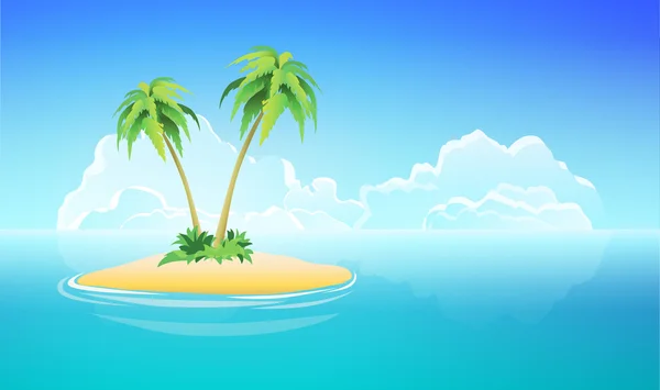 Ilha Tropical, Ilustração da paisagem da natureza vetorial — Vetor de Stock