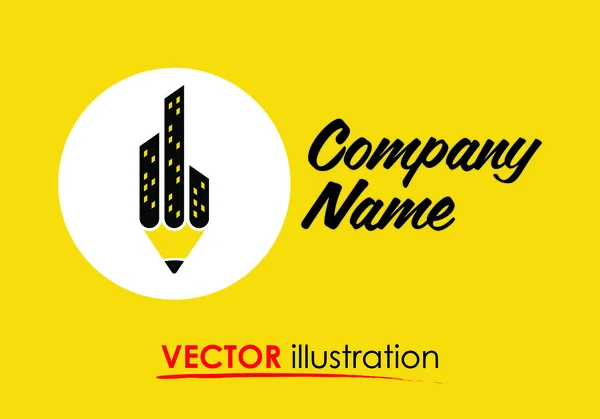 Logo con silueta de edificio de arquitectura abstracta — Vector de stock