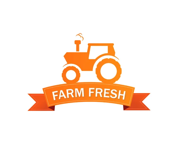 Logo with Tractor in orange — Stock Vector