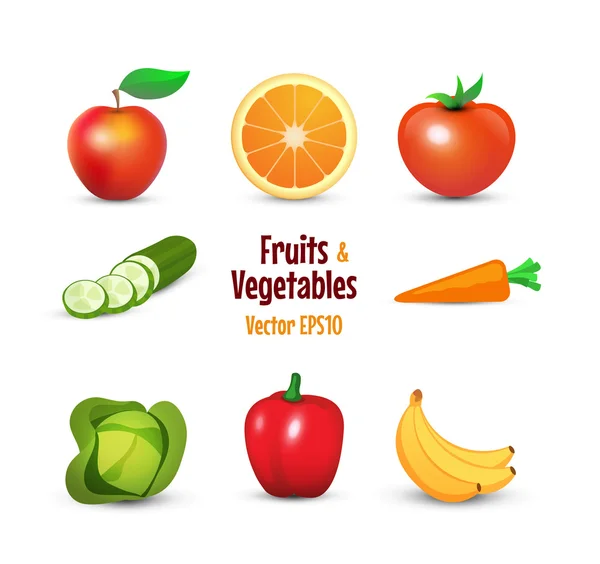 Conjunto de iconos de frutas — Vector de stock