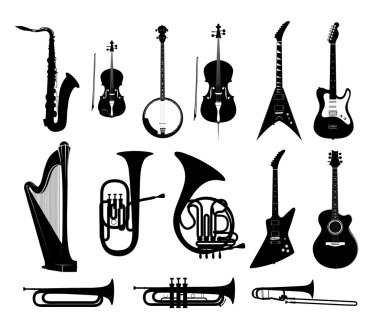 Silhouettes of Musical Instruments clipart