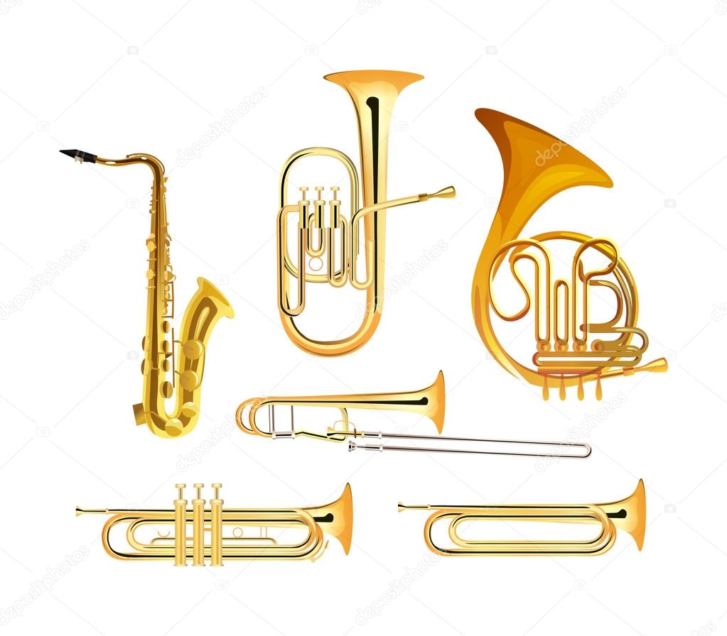 Brass Wind Orchestra Musical Instruments Stock Vector By, 55% OFF