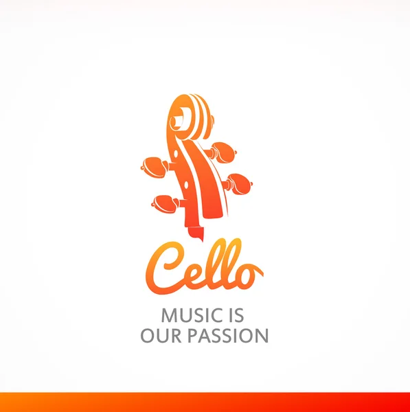 Logo s Peg hlavou violoncello — Stockový vektor