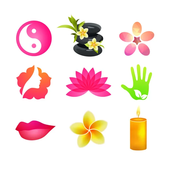 Iconos de Spa Conjunto de belleza y salud — Vector de stock
