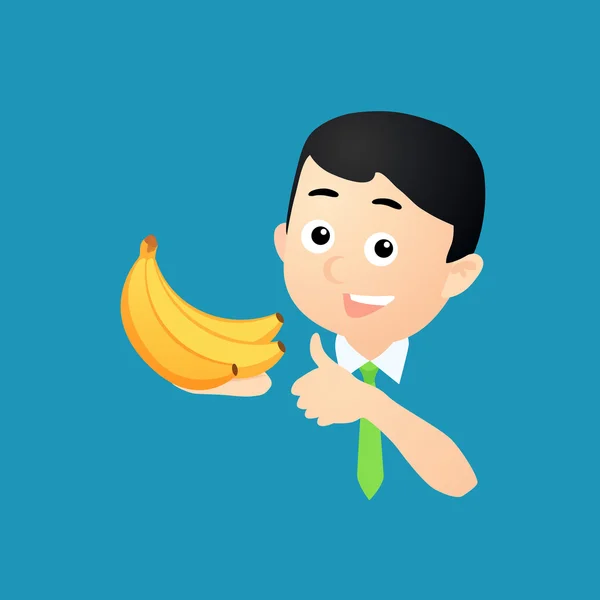 Man karakter met bananen — Stockvector