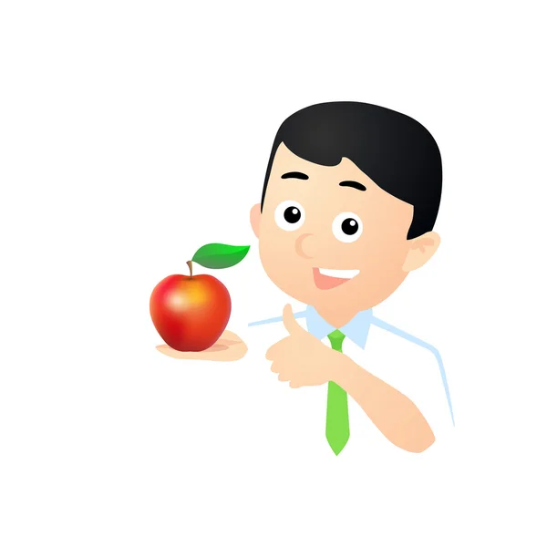 Männerfigur mit Apfel — Stockvektor