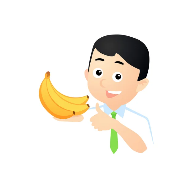 Homem feliz com bananas — Vetor de Stock