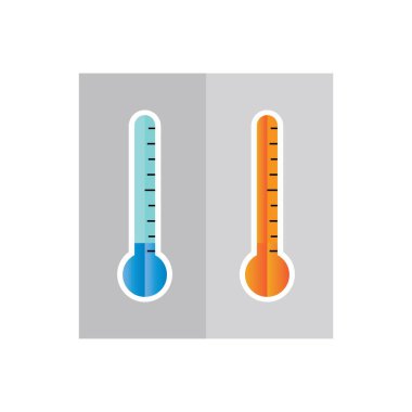 Farklı bölgelerde termometre simgesi. Beyaz arkaplanda vektör resmi izole edildi