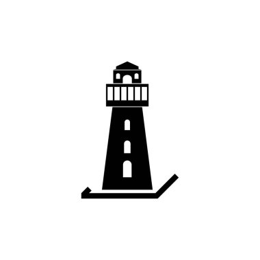 Deniz feneri logosu şablonu tasarımı. Vektör illüstrasyonu.