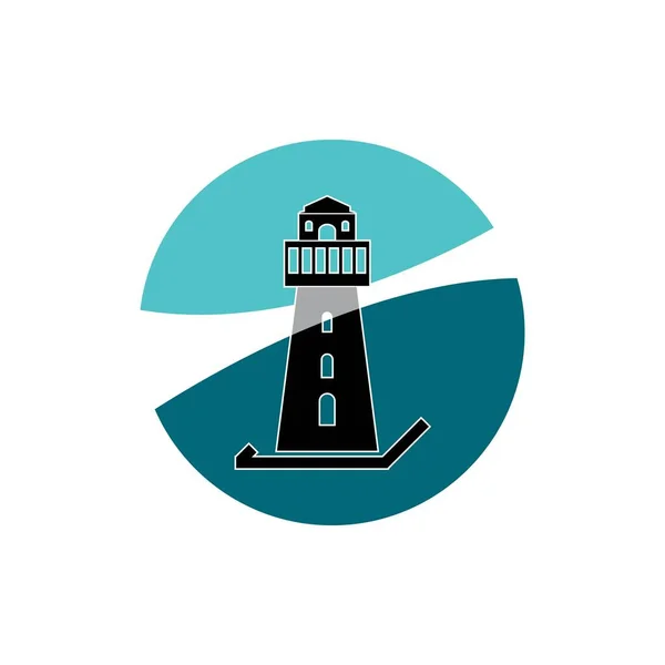 Vuurtoren Logo Template Ontwerp Vectorillustratie — Stockvector