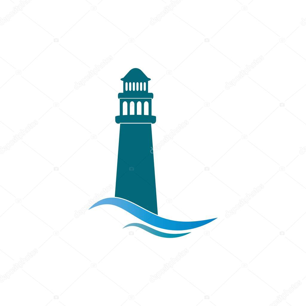 Lighthouse logo template design. Vector illustration.