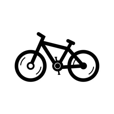 Beyaz arkaplanda siyah renkli bisiklet simgesi logosu çizimi