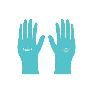 Mavi tıbbi eldiven ikonu. Beyaz arkaplandaki ağ için mavi tıbbi eldiven vektör simgesinin düz çizimi