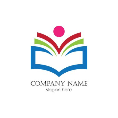 Kitap eğitimi logo şablonu vektör illüstrasyon tasarımı
