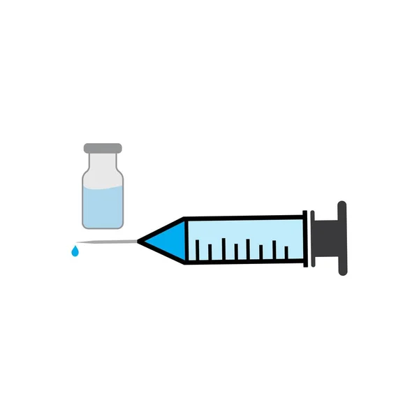 Impfung Lineares Symbol Spritze Mit Fläschchen Vorhanden Gemeinsame Erkältungsvorbeugung Immunisierungsschuss — Stockvektor