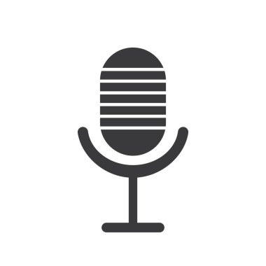 Mikrofon simgesi vektör şablonu düz tasarım