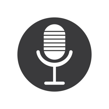 Mikrofon simgesi vektör şablonu düz tasarım