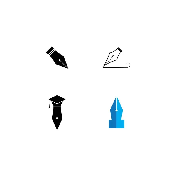 Plantilla Fondo Ilustración Diseño Vectores Icono Pluma Fontain — Vector de stock