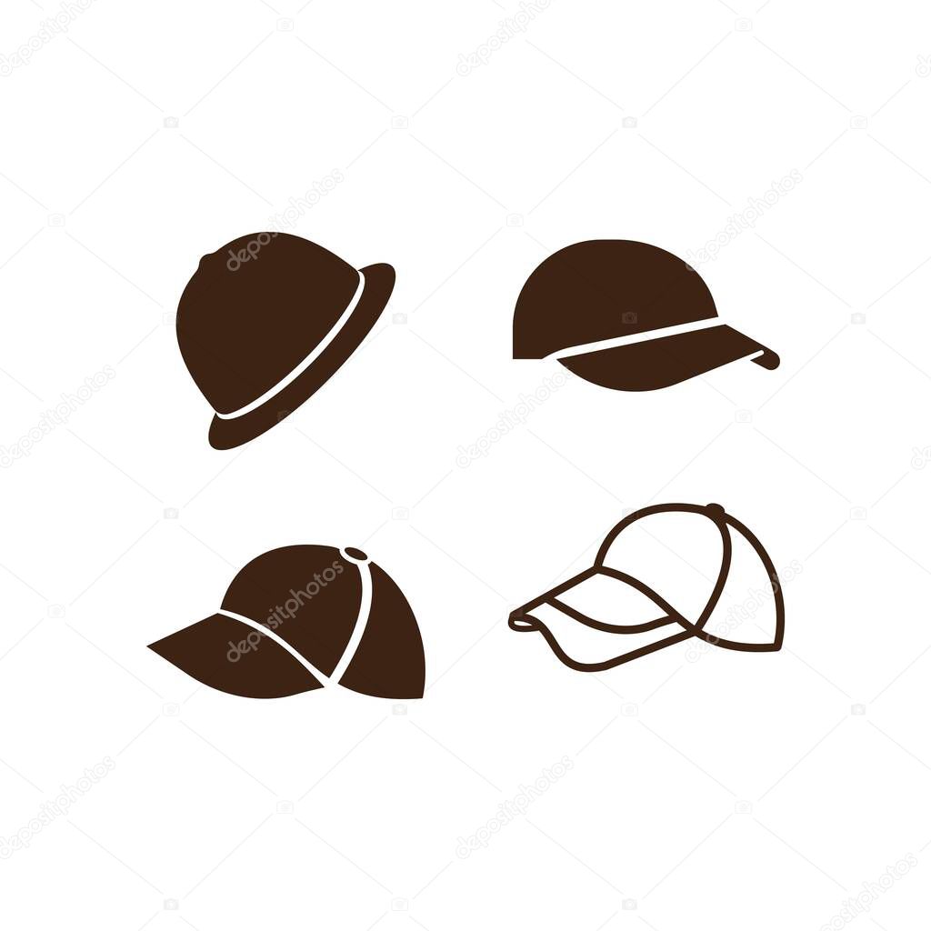 set of  Baseball hat logo icon design vector illustration
