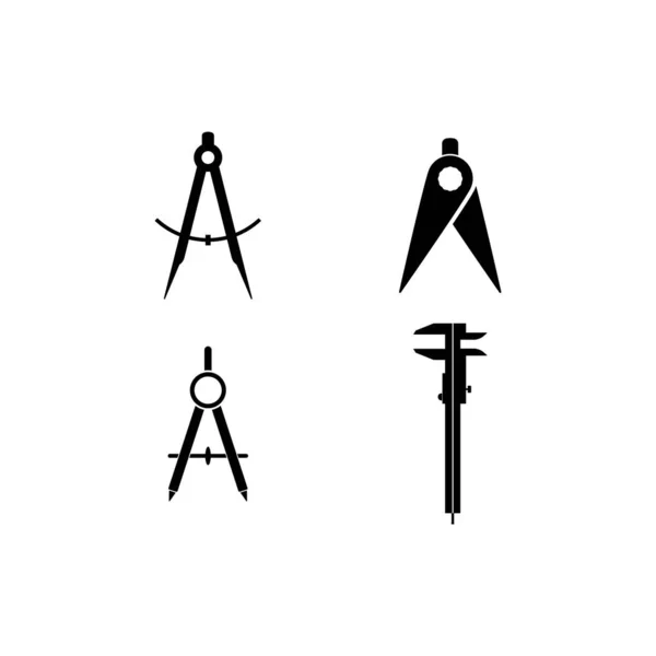 Icono Del Divisor Agrimensor Geometría Ingeniero Arquitecto Símbolo Escolar Ilustración — Vector de stock