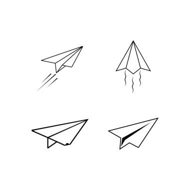 Kağıt düzlem simgesi vektörü, İleti katı logo illüstrasyonu gönder.