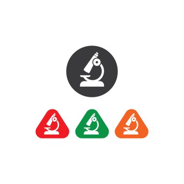 Mikroskop simgesi vektörü, logo tasarımı illüstrasyonu ve Tıbbi arkaplan.