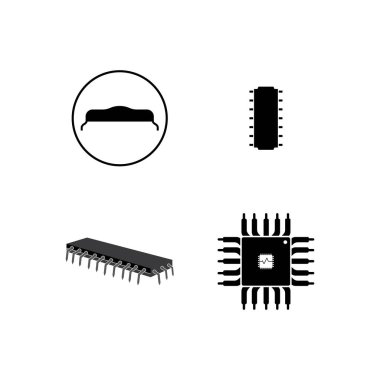 İşlemci Mikroişlemci ve Chips Simgeleri Ayarlandı. Vektör