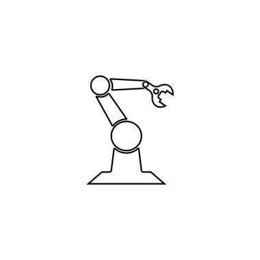 Endüstriyel robot ikon vektör tasarımı, mekanik robot kol simgesi.