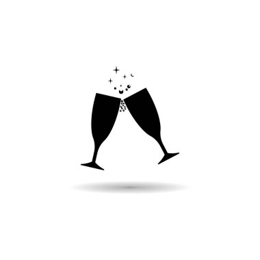 Şampanya ikonu vektör illüstrasyon logo tasarımı