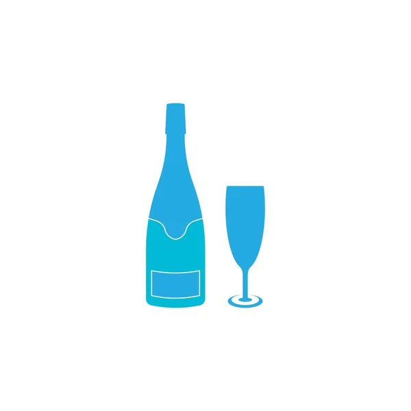 Champagne Icona Vettoriale Illustrazione Logo Design — Vettoriale Stock