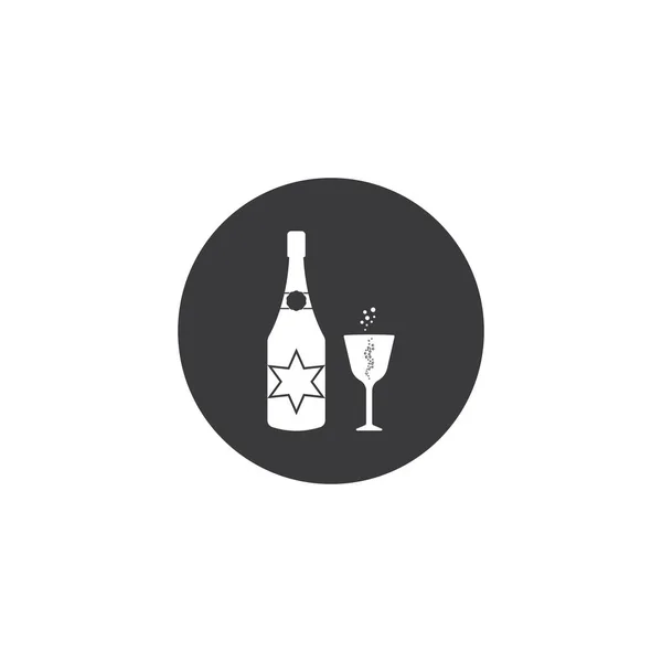 Şampanya Ikonu Vektör Illüstrasyon Logo Tasarımı Arkaplan — Stok Vektör