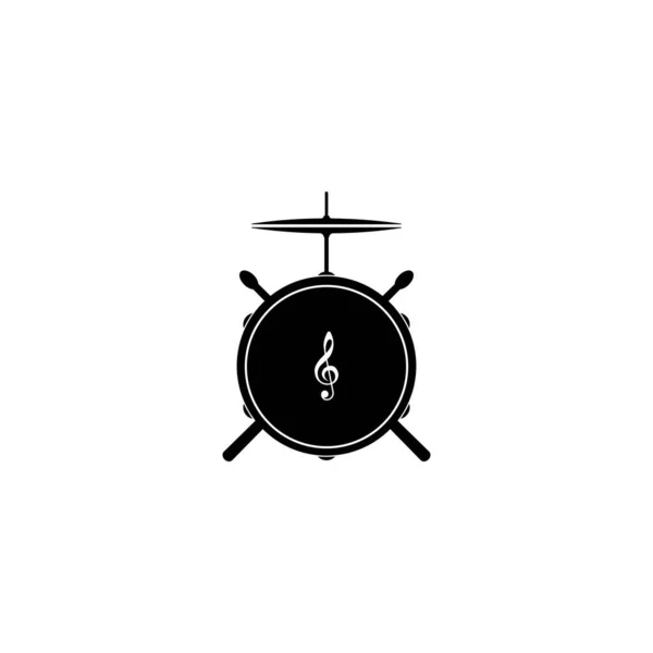 ドラムアイコンベクトルイラストロゴデザインテンプレートと背景 — ストックベクタ