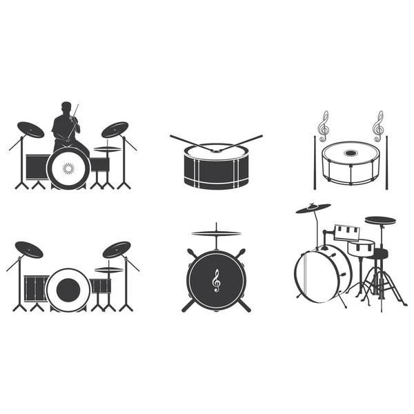 Drumロゴベクトルデザインイラスト記号と背景 — ストックベクタ